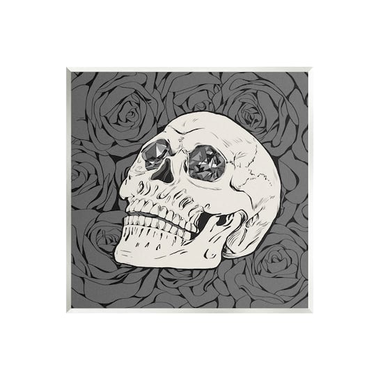 Stupell Industries Crystal Eyes Skull Goth Roses Wall Plaque Art